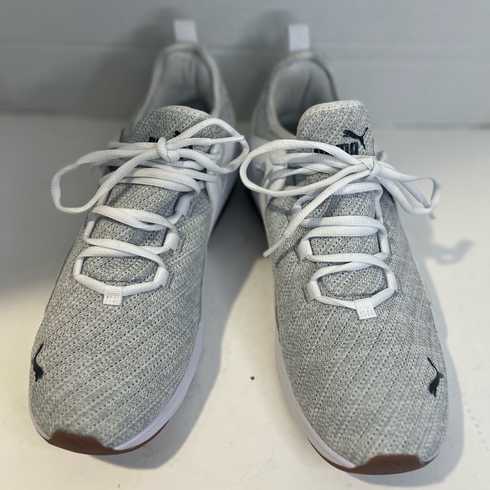 Mens PUMA ELECTRON 2.0 DOUBLEKNIT SNEAKER White Black TEXTILE Shoes Size10